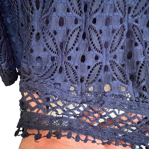 NWOT Navy Suzanne Betro Long Sleve Top - Picture 6 of 12